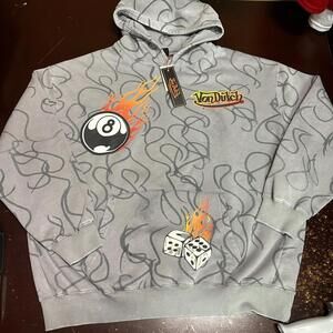 VON DUTCH GRAY LOWRIDER CRAPHIC PULLOVER MENS HOODIE LARGE